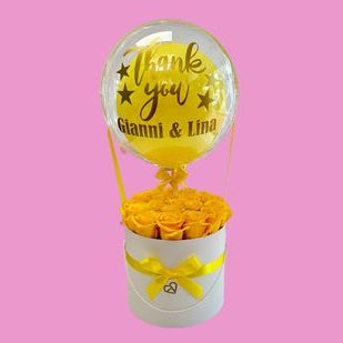 Birthday Pink Roses Box Balloons Personalized