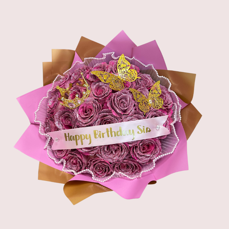 Birthday Purple Roses Bouquet