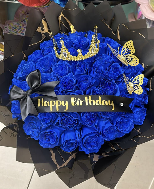 Blue Flowers Bouquet for Birthday