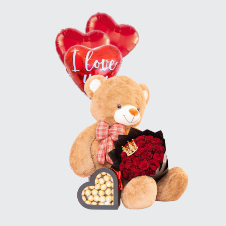 Bundle 1 - Red roses and Teddy Bear for Love