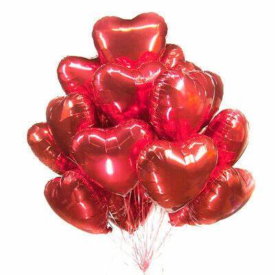 10 Helium Balloons Red Heart bouquet
